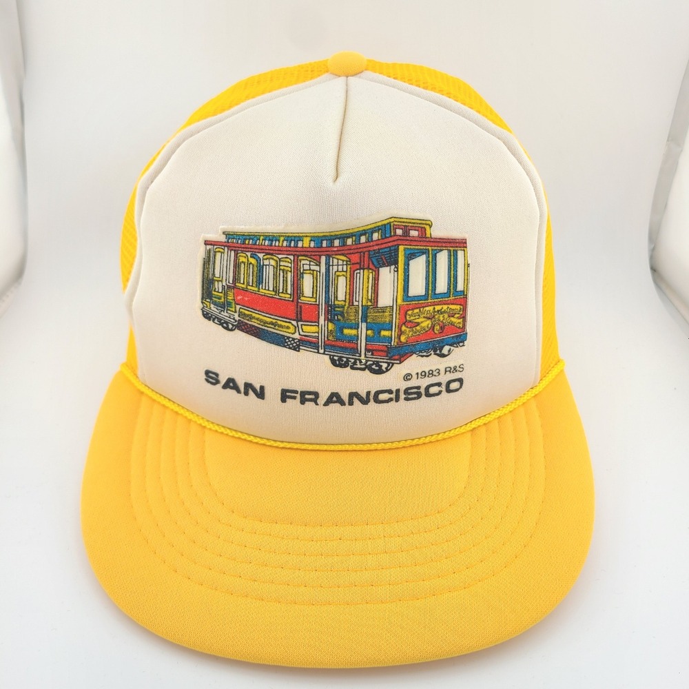 Vintage 1983 San Francisco Cable Car Trucker Hat Snapback Mesh Tourist Souvenir